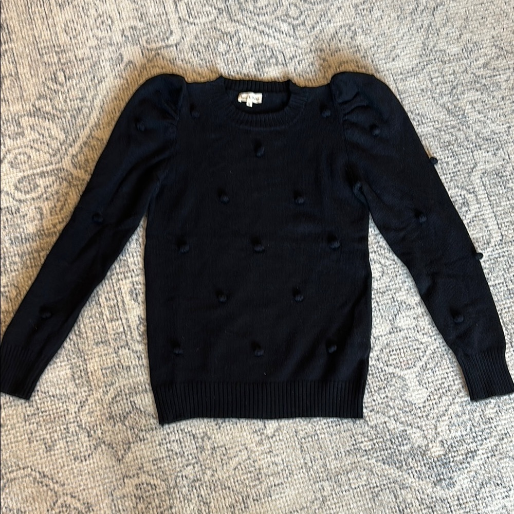 Classic Black Crew Neck Sweater with Ribbed Details